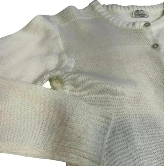 Vintage 100% Acrylic Button Down Cardigan Creamy Ivory Opaque Flat Buttons Sz 38 - Picture 5 of 12
